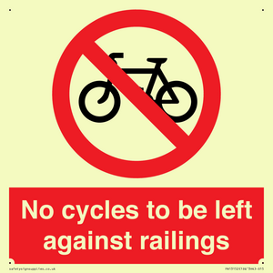 No cycles to be left against railings